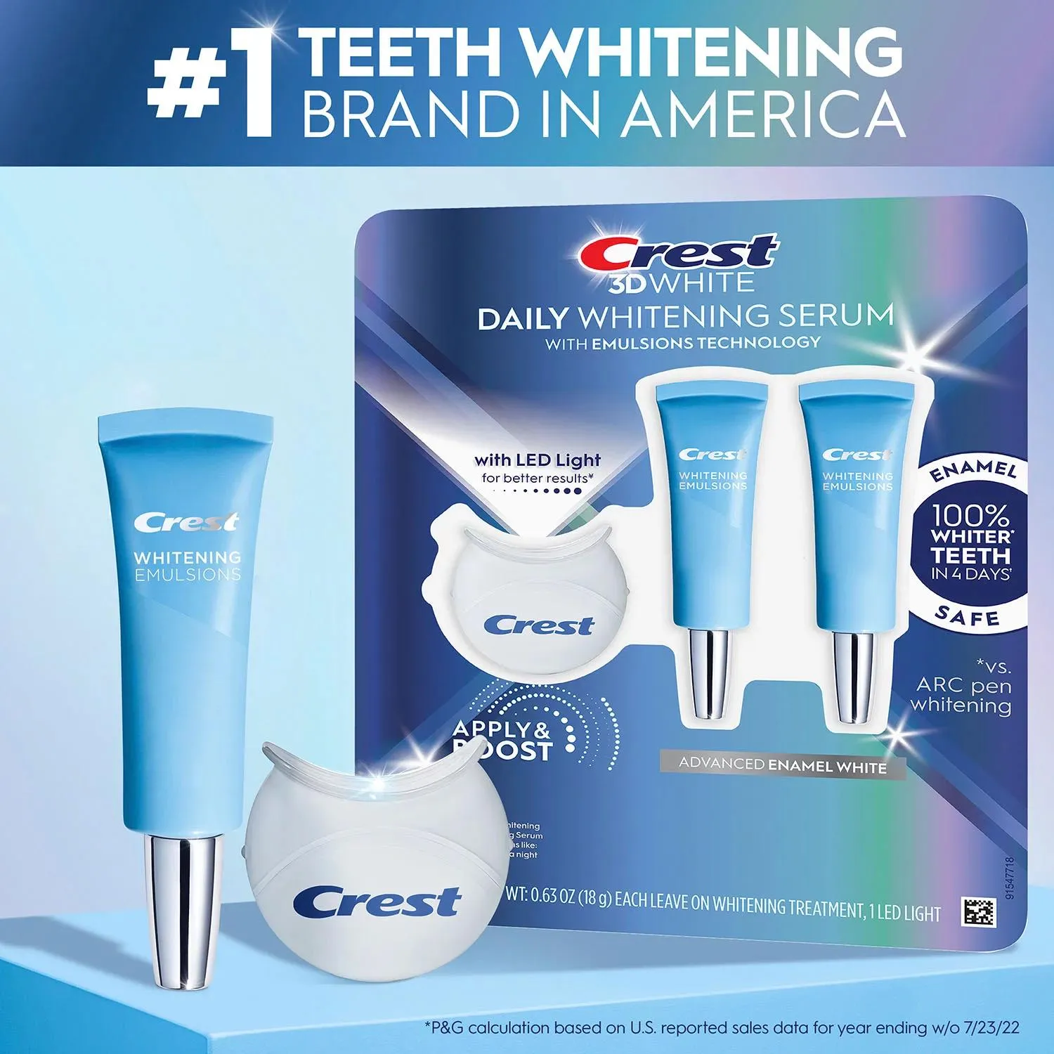 Crest 3DWhite Daily Whitening Serum, Advanced Enamel White   LED Light Treatment