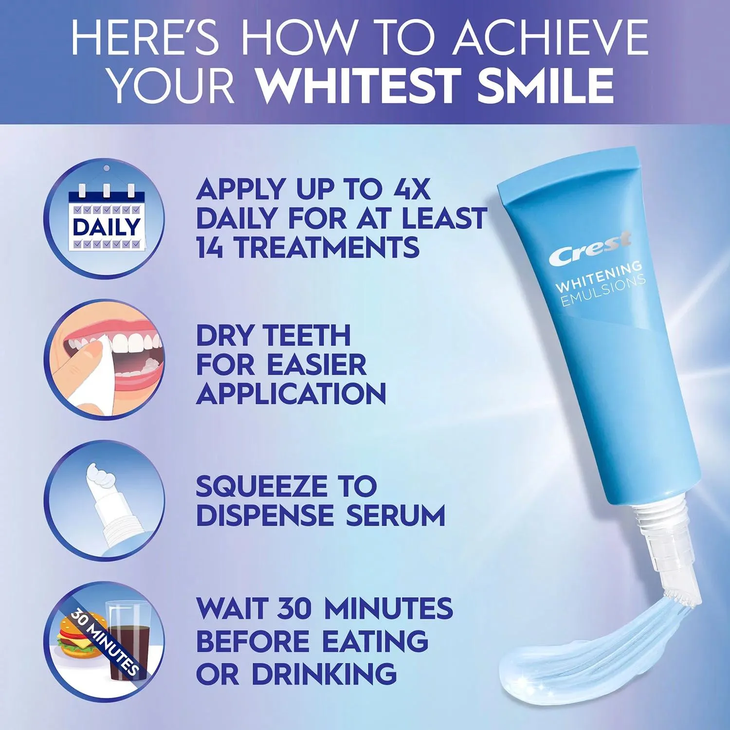 Crest 3DWhite Daily Whitening Serum, Advanced Enamel White   LED Light Treatment