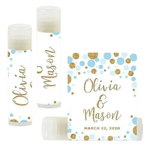 Custom Bridal Shower Bachelorette Party Lip Balm Favors, Brides Name and Date