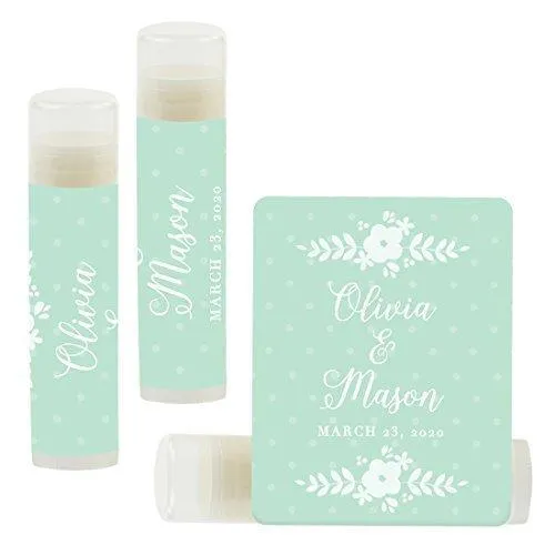 Custom Bridal Shower Bachelorette Party Lip Balm Favors, Brides Name and Date