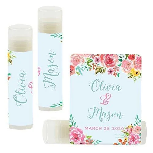 Custom Bridal Shower Bachelorette Party Lip Balm Favors, Brides Name and Date