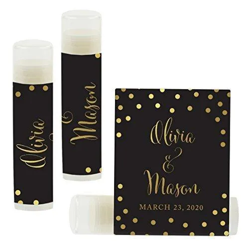 Custom Bridal Shower Bachelorette Party Lip Balm Favors, Brides Name and Date