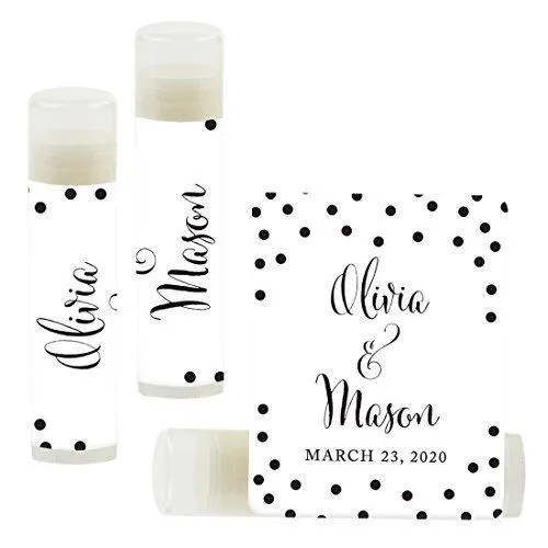 Custom Bridal Shower Bachelorette Party Lip Balm Favors, Brides Name and Date
