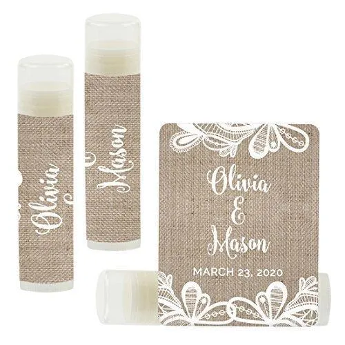 Custom Bridal Shower Bachelorette Party Lip Balm Favors, Brides Name and Date