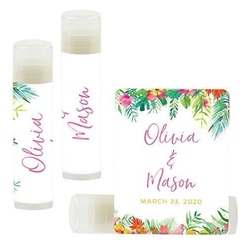 Custom Bridal Shower Bachelorette Party Lip Balm Favors, Brides Name and Date