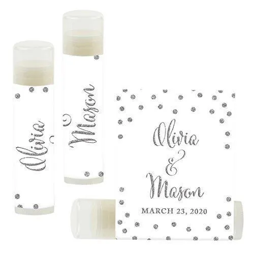 Custom Bridal Shower Bachelorette Party Lip Balm Favors, Brides Name and Date
