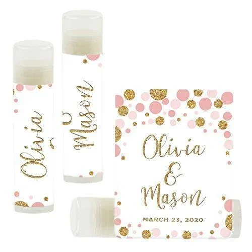 Custom Bridal Shower Bachelorette Party Lip Balm Favors, Brides Name and Date