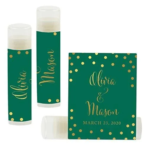 Custom Bridal Shower Bachelorette Party Lip Balm Favors, Brides Name and Date