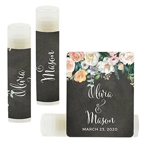 Custom Bridal Shower Bachelorette Party Lip Balm Favors, Brides Name and Date