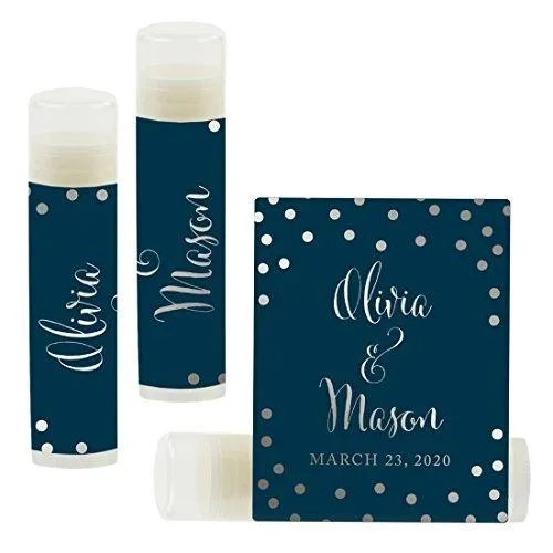 Custom Bridal Shower Bachelorette Party Lip Balm Favors, Brides Name and Date