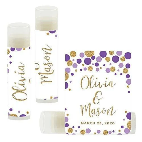 Custom Bridal Shower Bachelorette Party Lip Balm Favors, Brides Name and Date