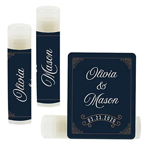 Custom Bridal Shower Bachelorette Party Lip Balm Favors, Brides Name and Date