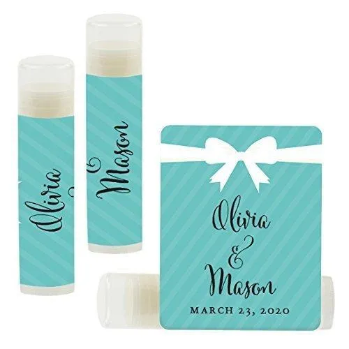 Custom Bridal Shower Bachelorette Party Lip Balm Favors, Brides Name and Date