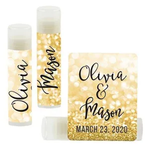 Custom Bridal Shower Bachelorette Party Lip Balm Favors, Brides Name and Date