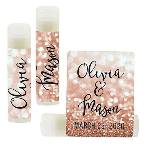 Custom Bridal Shower Bachelorette Party Lip Balm Favors, Brides Name and Date