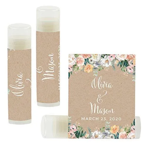 Custom Bridal Shower Bachelorette Party Lip Balm Favors, Brides Name and Date