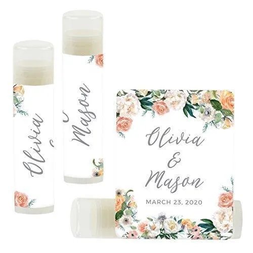 Custom Bridal Shower Bachelorette Party Lip Balm Favors, Brides Name and Date