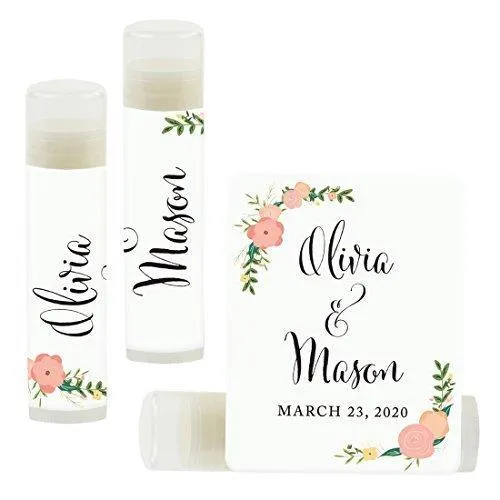 Custom Bridal Shower Bachelorette Party Lip Balm Favors, Brides Name and Date