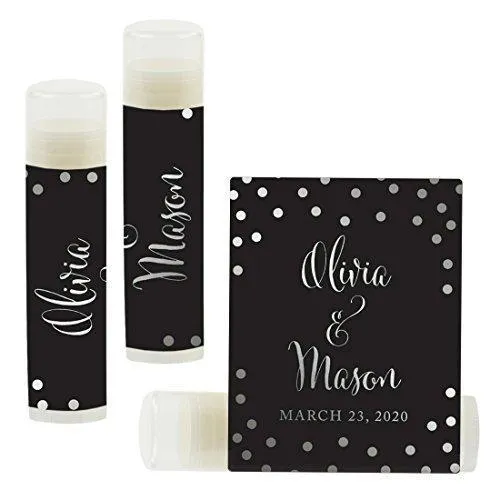 Custom Bridal Shower Bachelorette Party Lip Balm Favors, Brides Name and Date