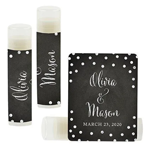 Custom Bridal Shower Bachelorette Party Lip Balm Favors, Brides Name and Date