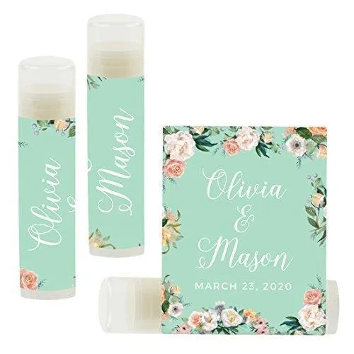 Custom Bridal Shower Bachelorette Party Lip Balm Favors, Brides Name and Date