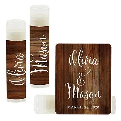 Custom Bridal Shower Bachelorette Party Lip Balm Favors, Brides Name and Date