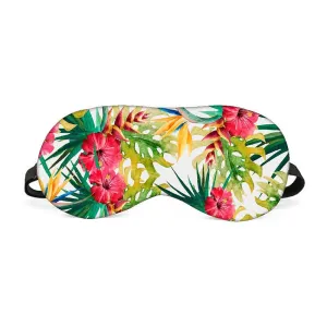 Designer Travel Eye Mask for Sleeping - Hibiscus with leaves - Made in India