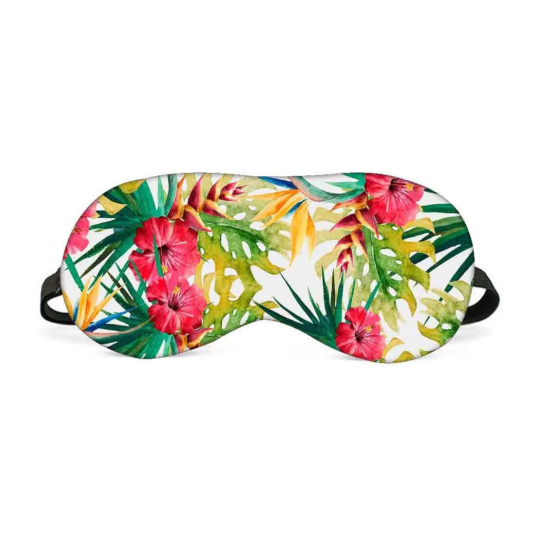 Designer Travel Eye Mask for Sleeping - Hibiscus with leaves - Made in India