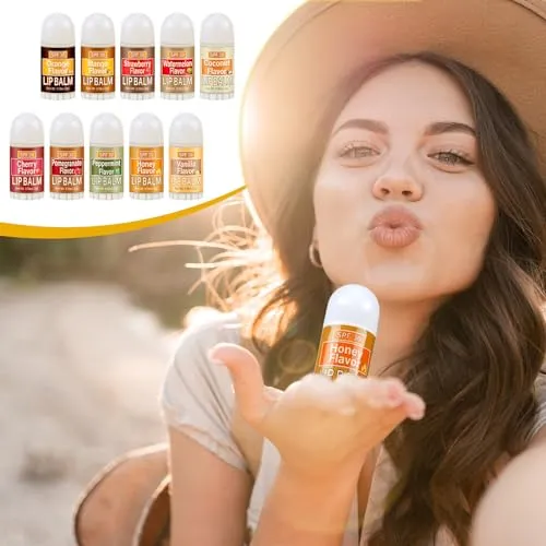 Dimsile 10 Pcs Mini Sunscreen Lip Balms Bulk SPF 30 Lip Balm Sticks Favors with Sunscreen SPF Employee Staff Appreciation Gifts Bulk Team Coworkers Christmas Party Gifts for Travel Beach