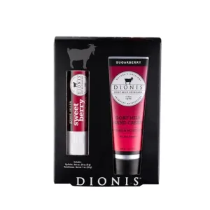 Dionis Goat Milk Skincare Scented Hand Cream & Lip Balm Set (1 oz and .28 oz) - Made in the USA - Cruelty-free and Paraben-free, Berrylicious Gift Set