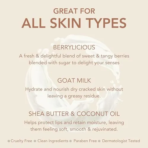Dionis Goat Milk Skincare Scented Hand Cream & Lip Balm Set (1 oz and .28 oz) - Made in the USA - Cruelty-free and Paraben-free, Berrylicious Gift Set