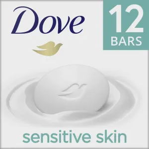 Dove Beauty Bar Sensitive Skin More Moisturizing Than Bar Soap, 3.75 oz, 12 Bars