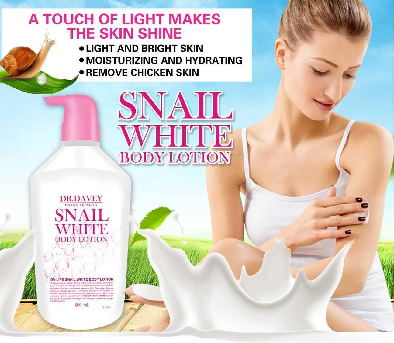 Dr.Davey Snail Whitening Skin Body Lotion - 600ml