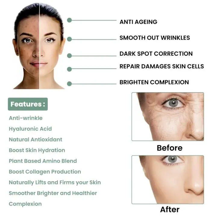 Eelhoe Advanced Collagen Boost Face Serum Lifting Firming Fade Fine Lines Wrinkle Anti-aging Facial Essence Brightening Skin Tone Whitening Moisturizing Face Nourishing Skin Care Booster Serum（30ml