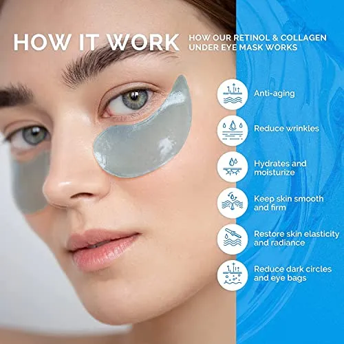 Enaskin Naturals Under Eye Patches Dark Circles Under Eye Masks for Puffiness - Green Tea Eye Gel Pads With Retinol & Collagen & Hyaluronic Acid, Wrinkles Reducing Gels for Eye Bags & Fine Lines