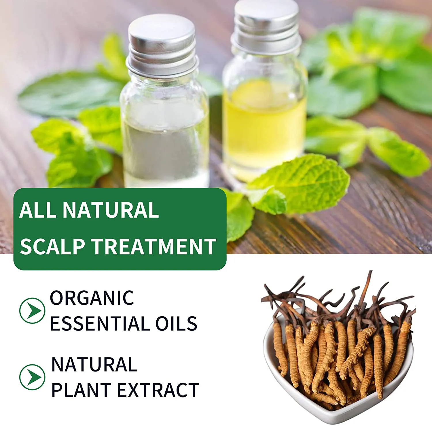 Essential Oil Hair Serum for Dry Itchy Scalp, Scalp Treatment Refreshing Spray for Dandruff - with Peppermint, Rosemary and Tea Tree Oil 4Oz