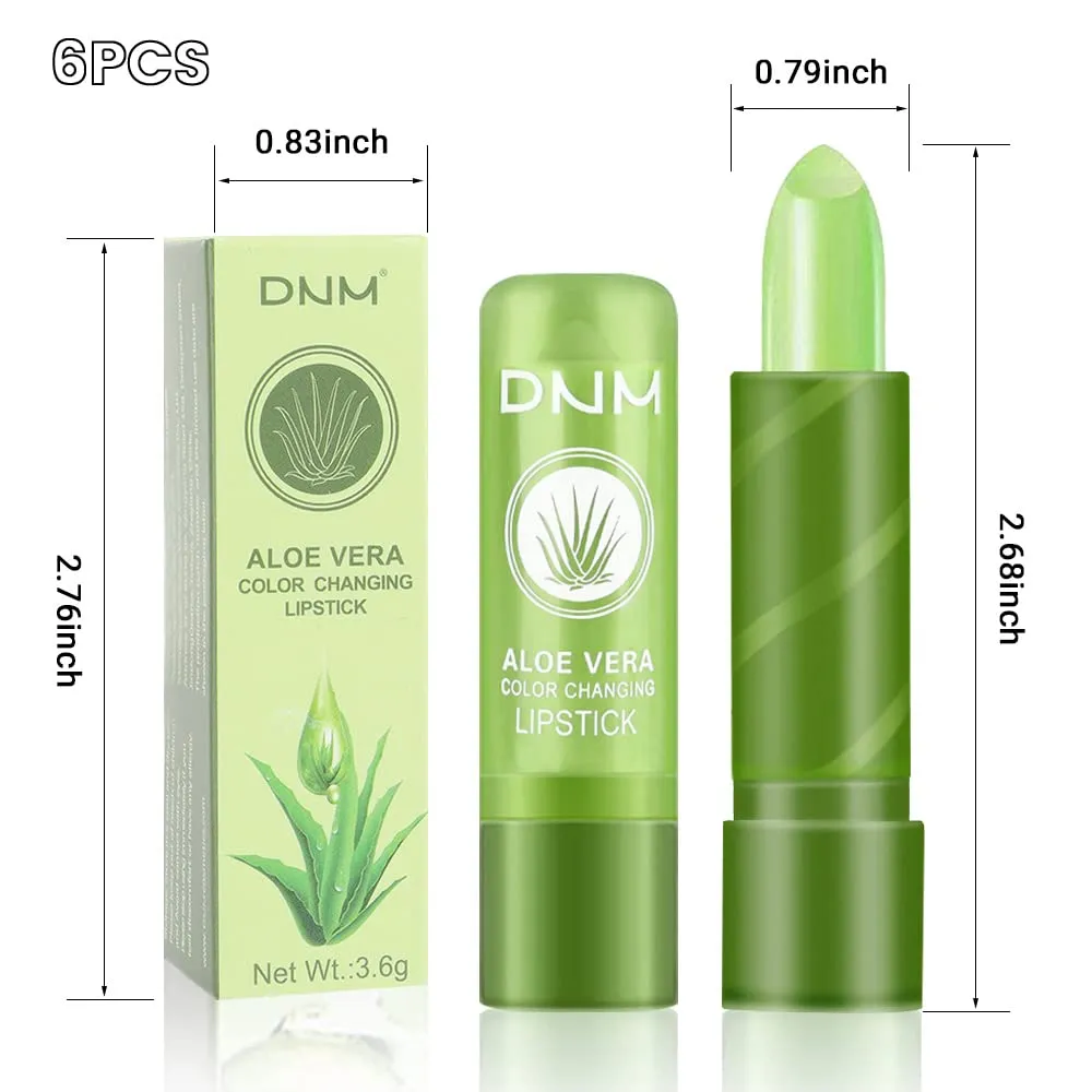evpct 6Pcs Aloe Vera Tinted Lip Balms PH Lip Color Changing Lipstick Balm Stain Gift Set Queen for Women Girls Korean Mood Long Lasting Color Change Light Pink Lipstick Lip Tint Plumper Gloss