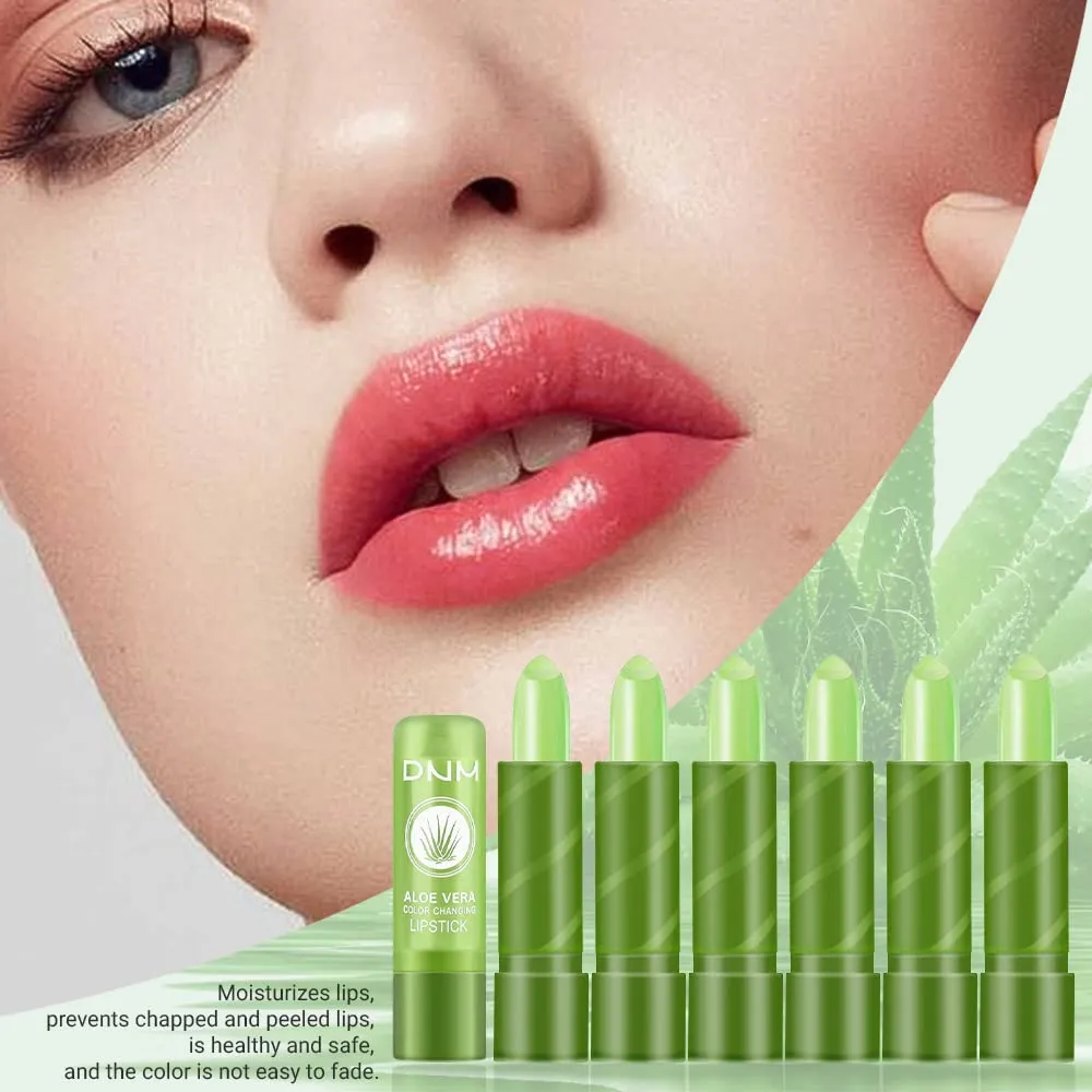 evpct 6Pcs Aloe Vera Tinted Lip Balms PH Lip Color Changing Lipstick Balm Stain Gift Set Queen for Women Girls Korean Mood Long Lasting Color Change Light Pink Lipstick Lip Tint Plumper Gloss