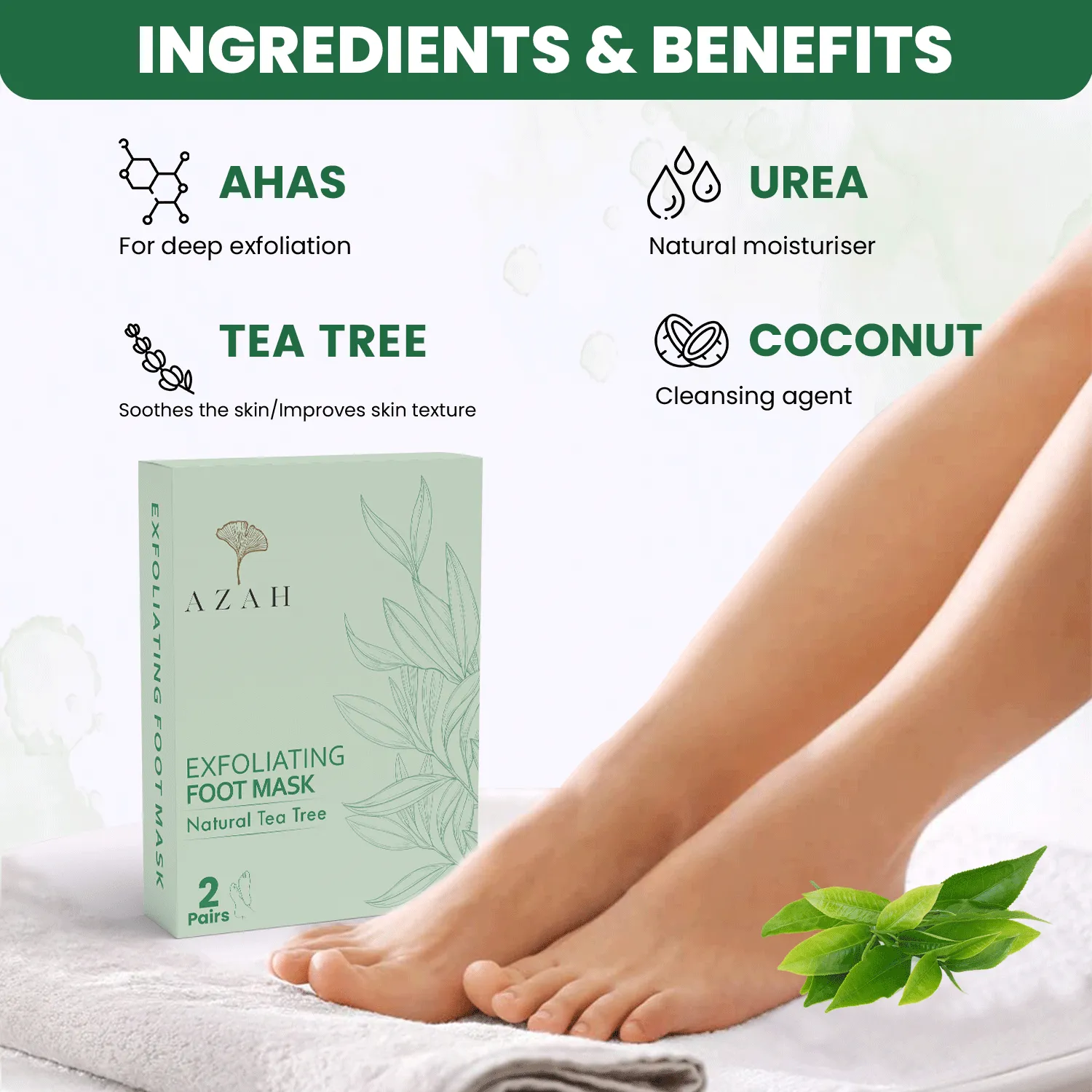 Exfoliating Foot Mask | Tea Tree | Pack of 2