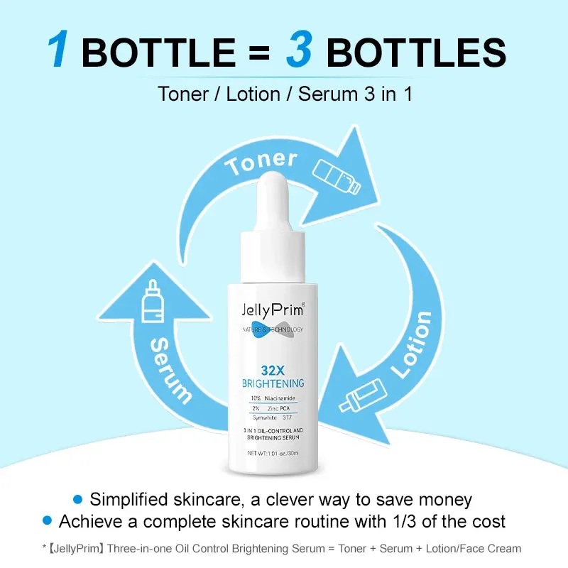 Facial Serum Whitening Skin Care Niacinamide Face Serum Brightening Oil Control Dark Spots Essence 3In-1 Beauty Health