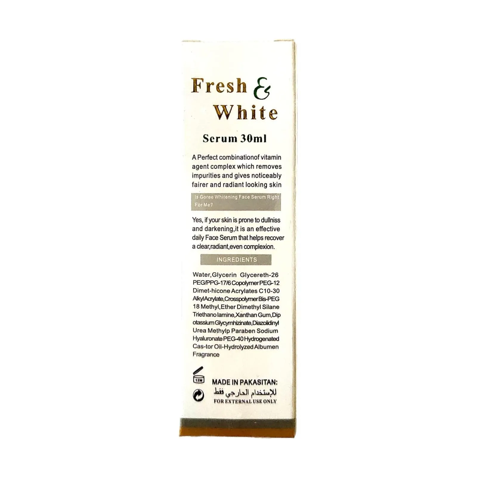 Fresh & White Whitening Face Serum With Lycopene - 30ml