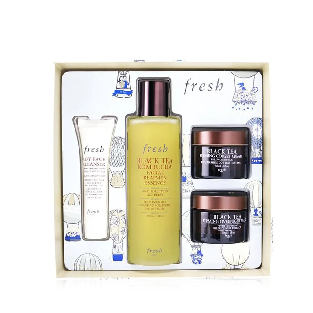 FRESH - Black Tea Firming Beauty Bundle Set: Soy Face Cleanser - 20ml/0.6oz   Black Tea Kombucha Facial Treatment Essence - 150m