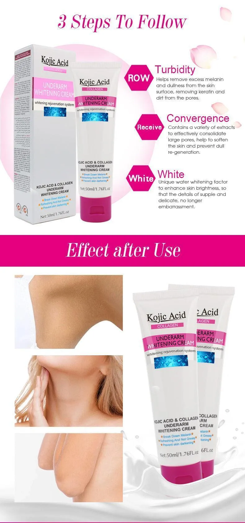 GUANJING Kojic Acid Collagen Armpit Underarm Whitening Cream 50ml