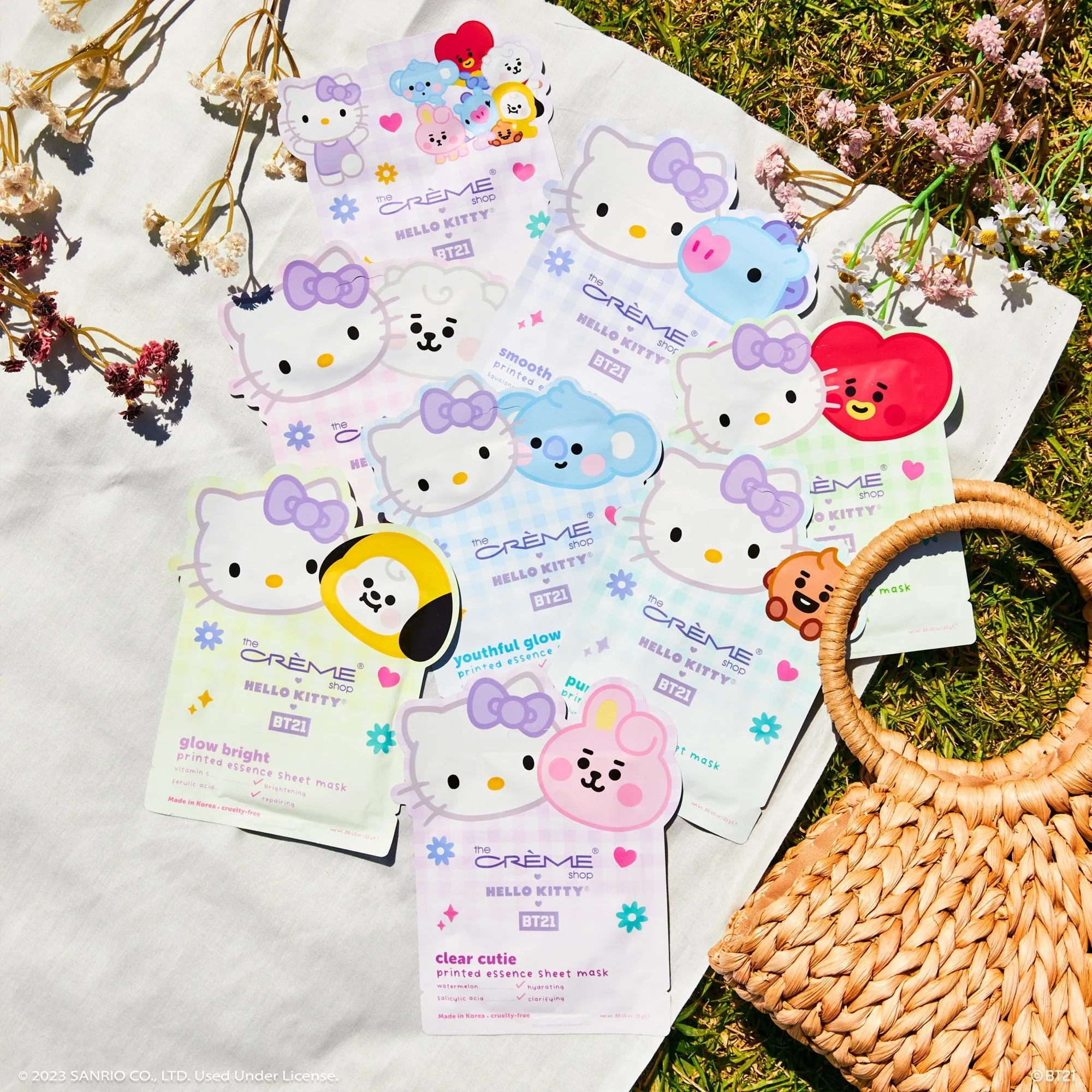 Hello Kitty & BT21 Printed Essence Sheet Mask Complete Collection (Set of 8) – $32 Value