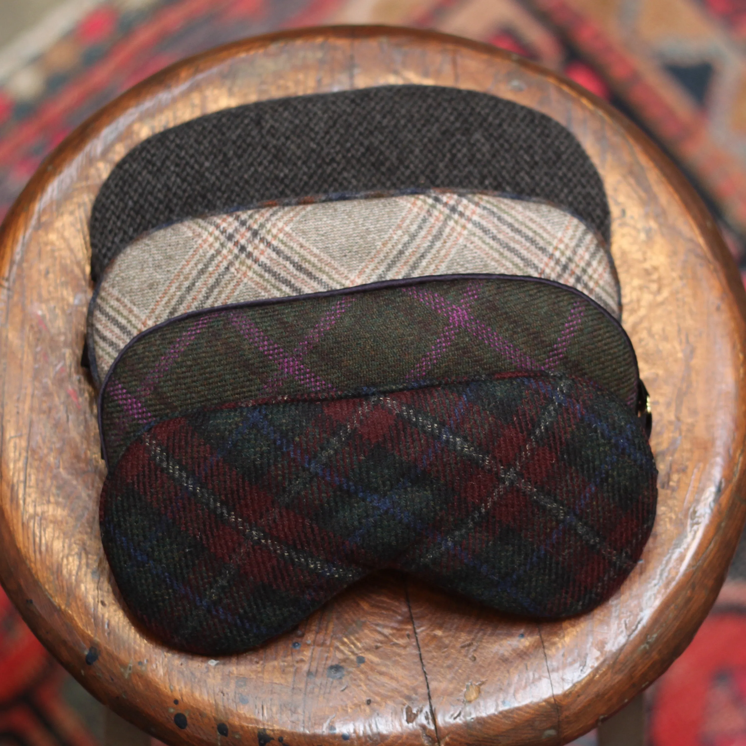 Hypnos Sleep Mask in Charcoal   Purple Plaid Cashmere