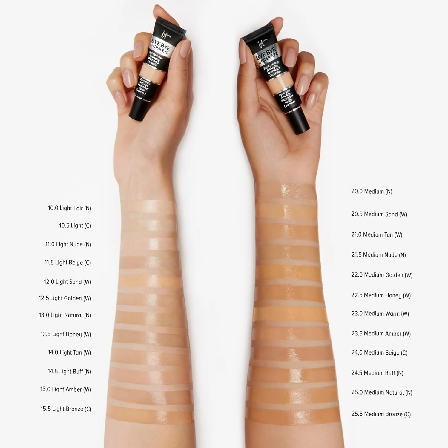 IT Cosmetics Bye Bye Under Eye Concealer - Waterproof Full Coverage Concealer For Dark Circles, Fine Lines, Redness & Discoloration, Formulated with Hyaluronic Acid, Natural Finish  0.4 fl oz
