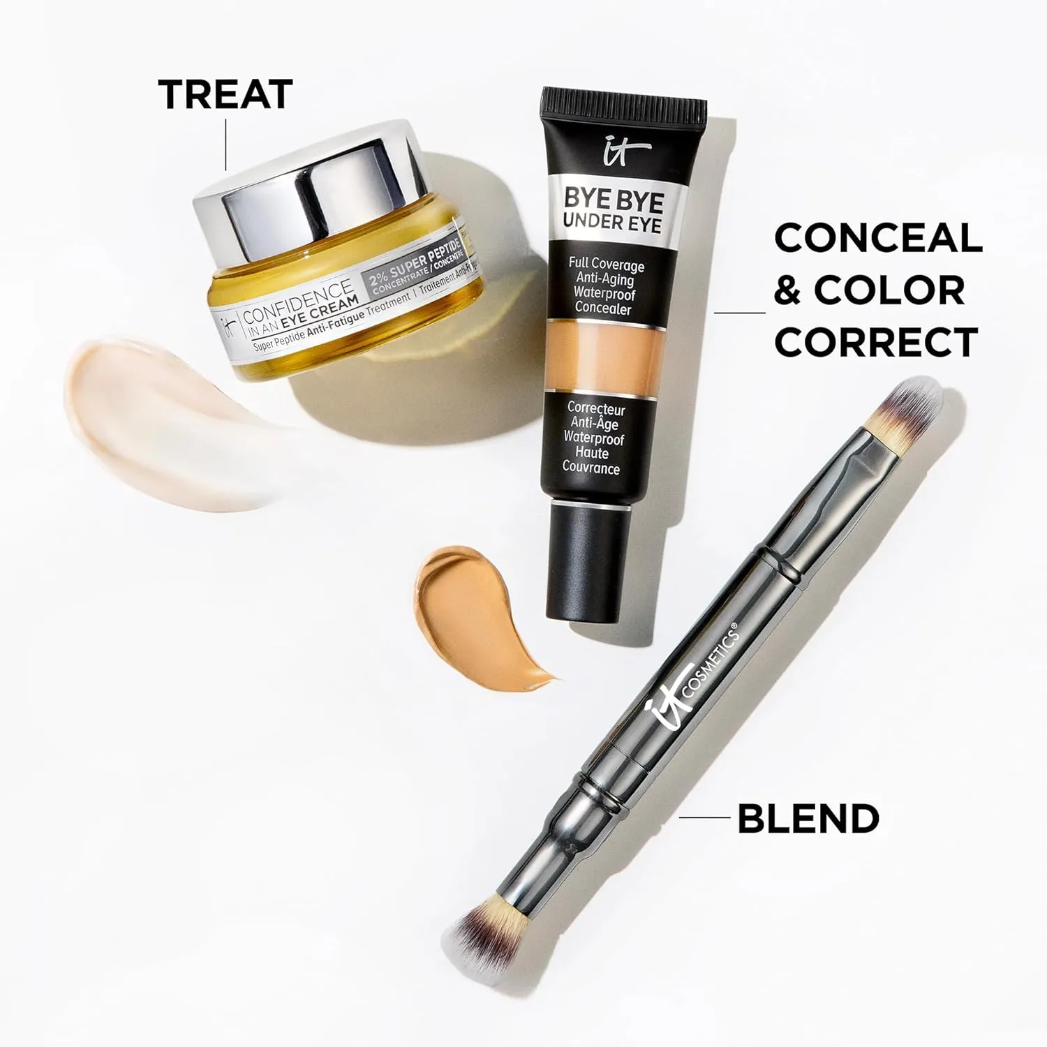 IT Cosmetics Bye Bye Under Eye Concealer - Waterproof Full Coverage Concealer For Dark Circles, Fine Lines, Redness & Discoloration, Formulated with Hyaluronic Acid, Natural Finish  0.4 fl oz