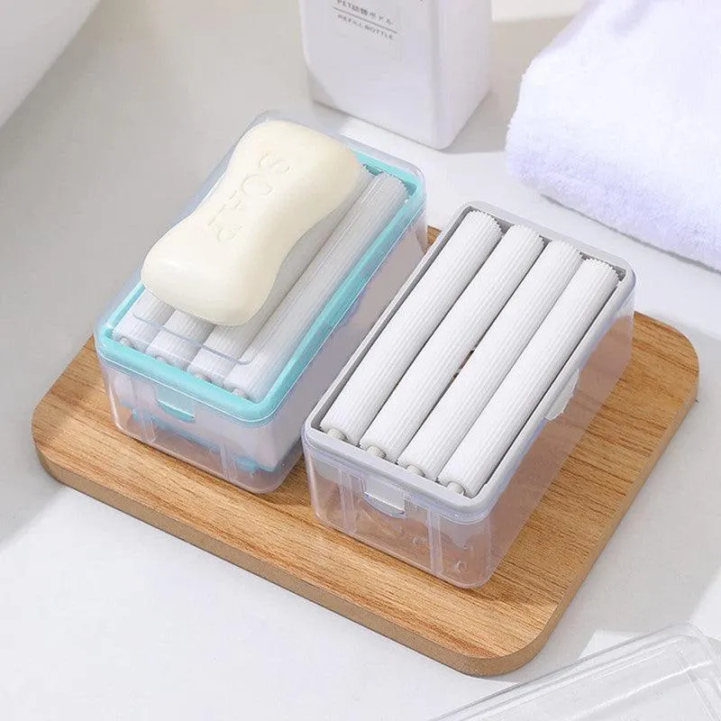 K Kudos Enterprise Themodernkart Soap Roller Dispenser,2-in-1 Portable Soap Dish & Soap Dispenser with Roller and Drain Holes,Multifunctional Soap Holder Foaming Soap Bar Box for Cleaning Cloth Brush