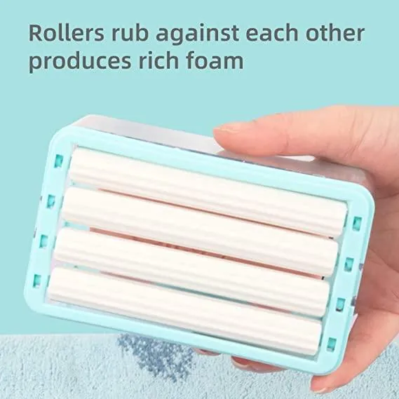 K Kudos Enterprise Themodernkart Soap Roller Dispenser,2-in-1 Portable Soap Dish & Soap Dispenser with Roller and Drain Holes,Multifunctional Soap Holder Foaming Soap Bar Box for Cleaning Cloth Brush