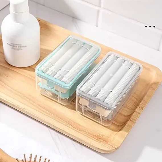 K Kudos Enterprise Themodernkart Soap Roller Dispenser,2-in-1 Portable Soap Dish & Soap Dispenser with Roller and Drain Holes,Multifunctional Soap Holder Foaming Soap Bar Box for Cleaning Cloth Brush